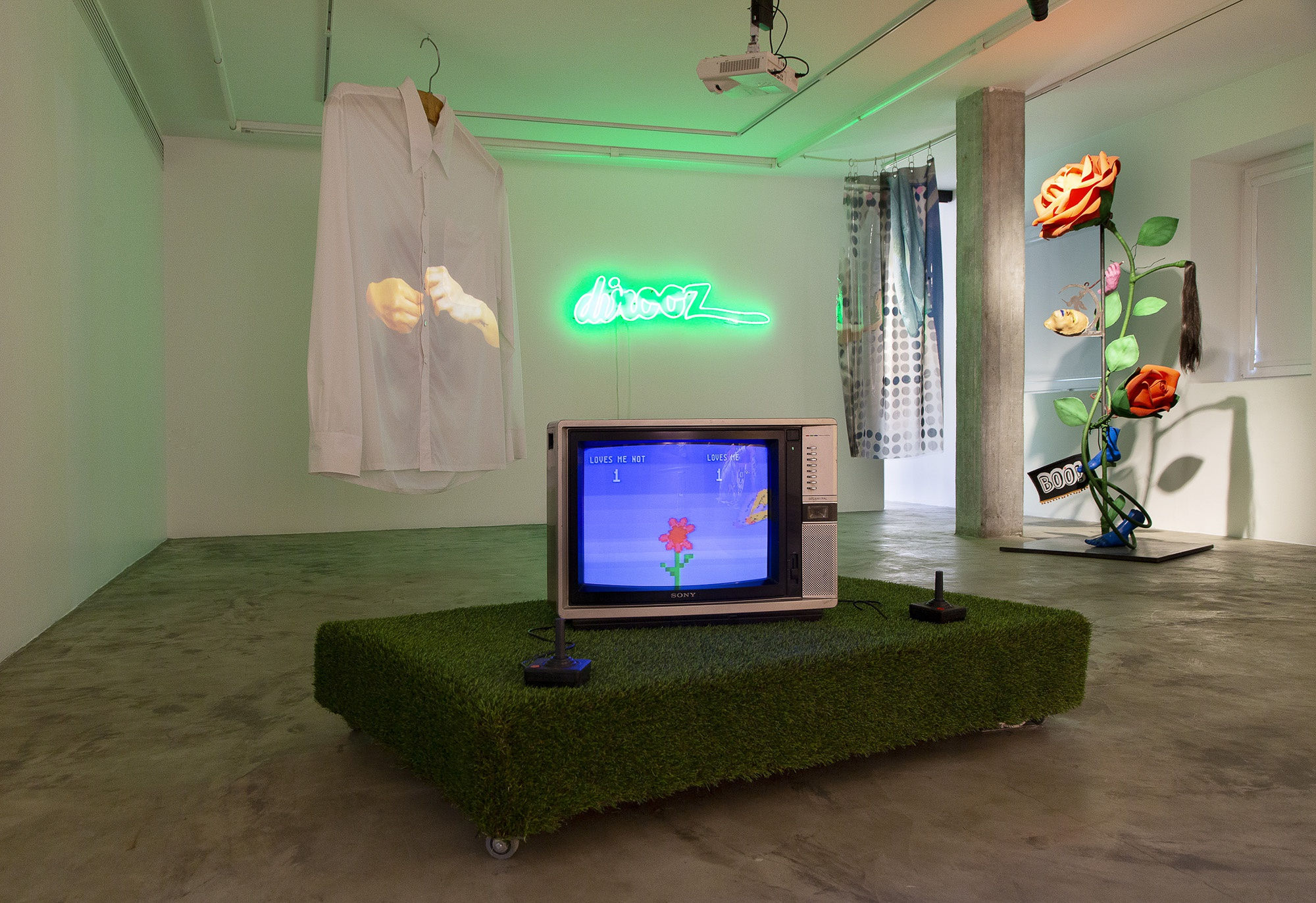 Installation View of Honey, I am home a solo presentation of works by Hoda Zarbaf.