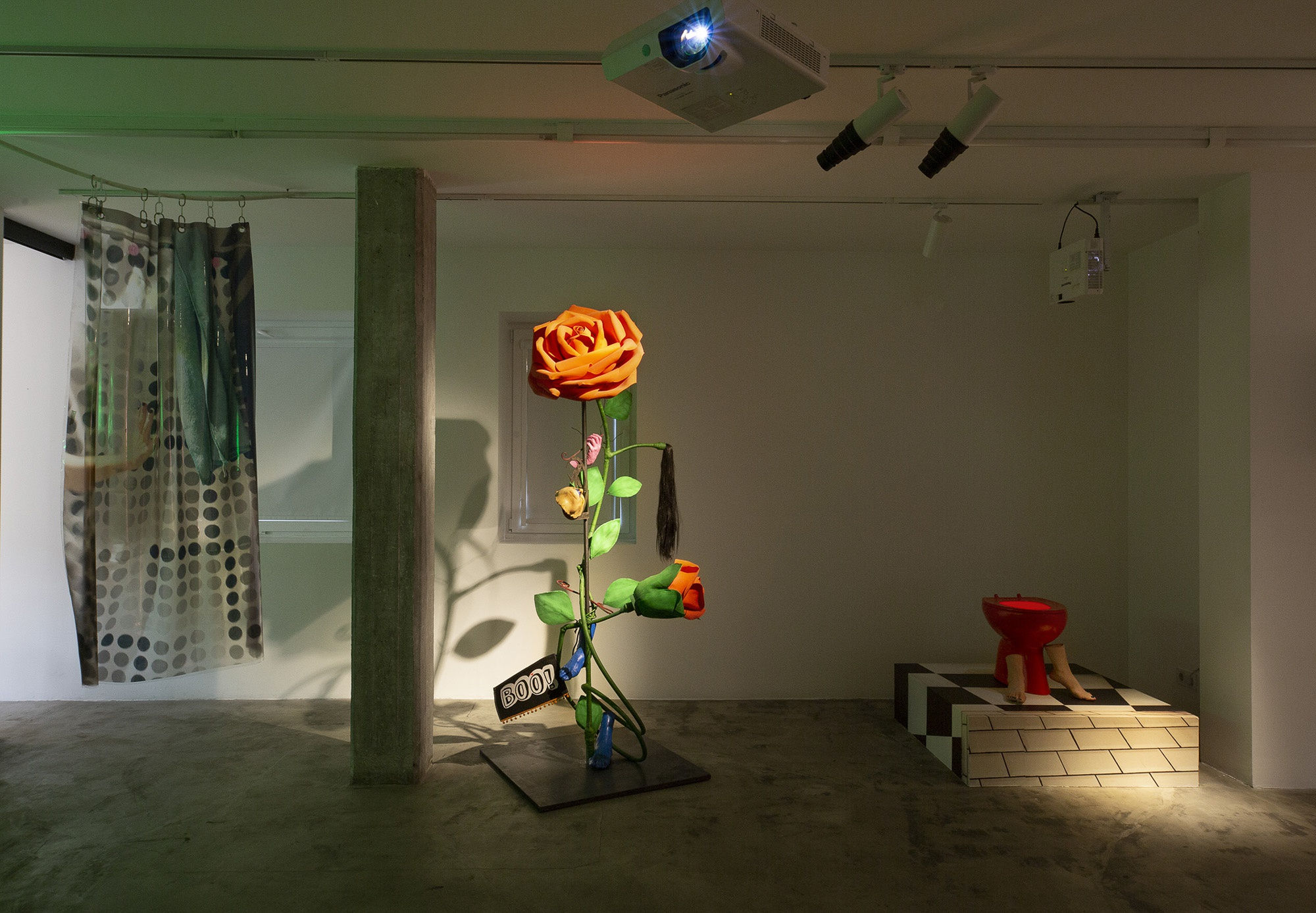 Installation View of Honey, I am home a solo presentation of works by Hoda Zarbaf.