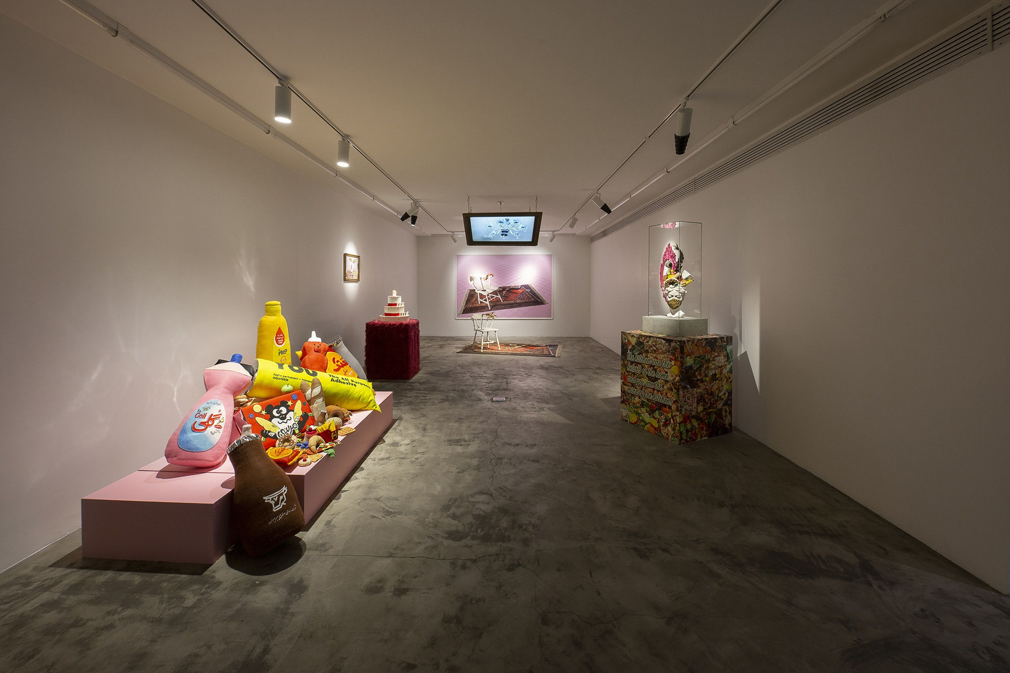 Installation View of Honey, I am home a solo presentation of works by Hoda Zarbaf.