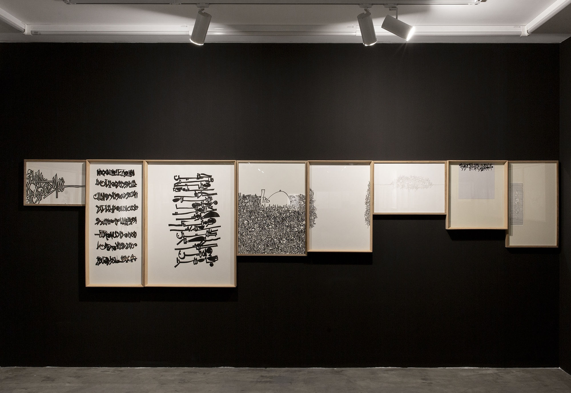 Installation of Delimitation a solo exhibition of works by Reza Abedini at +2 Gallery.