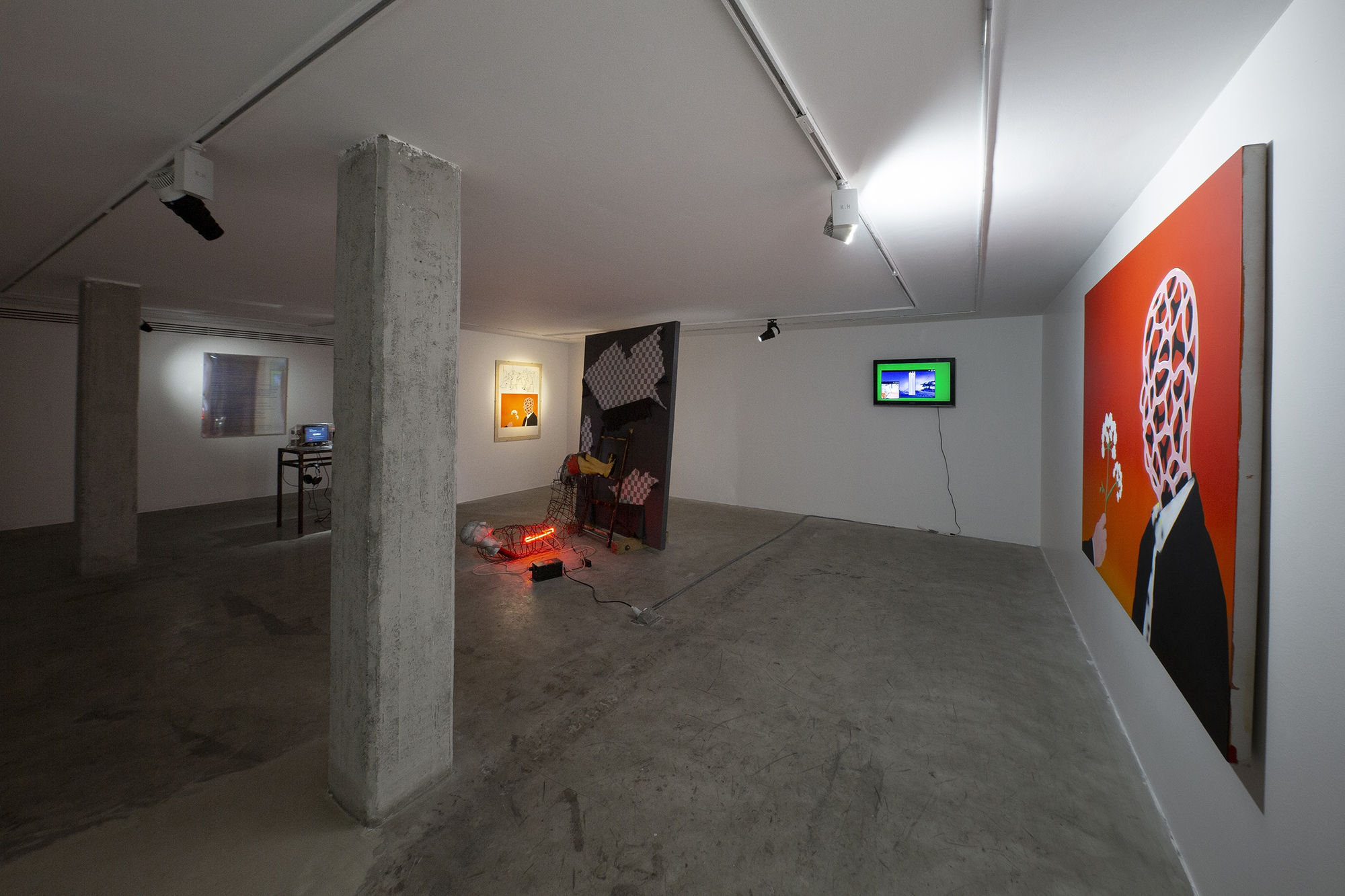 Installation View of R.E.M [First part, Fall from Heights] a solo presentation of works by Block at Dastan's Basement.