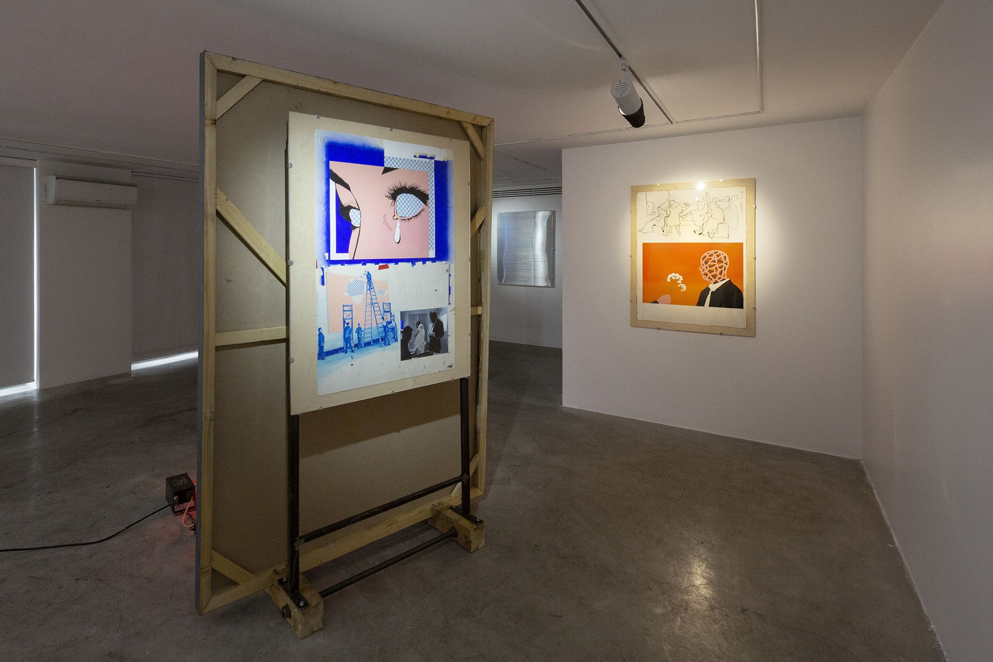 Installation View of R.E.M [First part, Fall from Heights] a solo presentation of works by Block at Dastan's Basement.