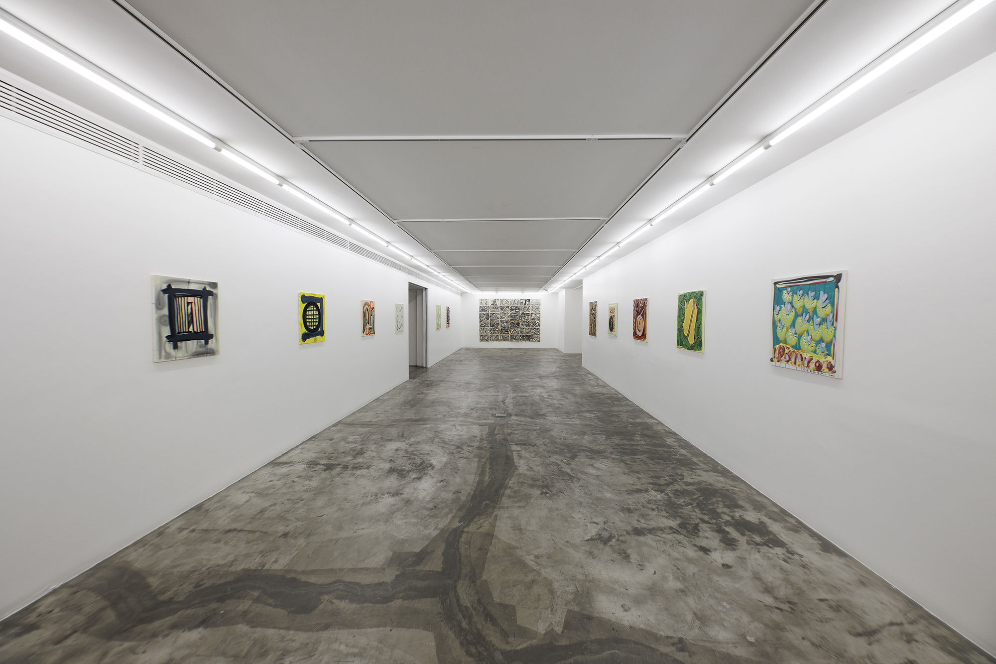 Installation view of Chromatic a solo presentation of works by Nariman Farrokhi .