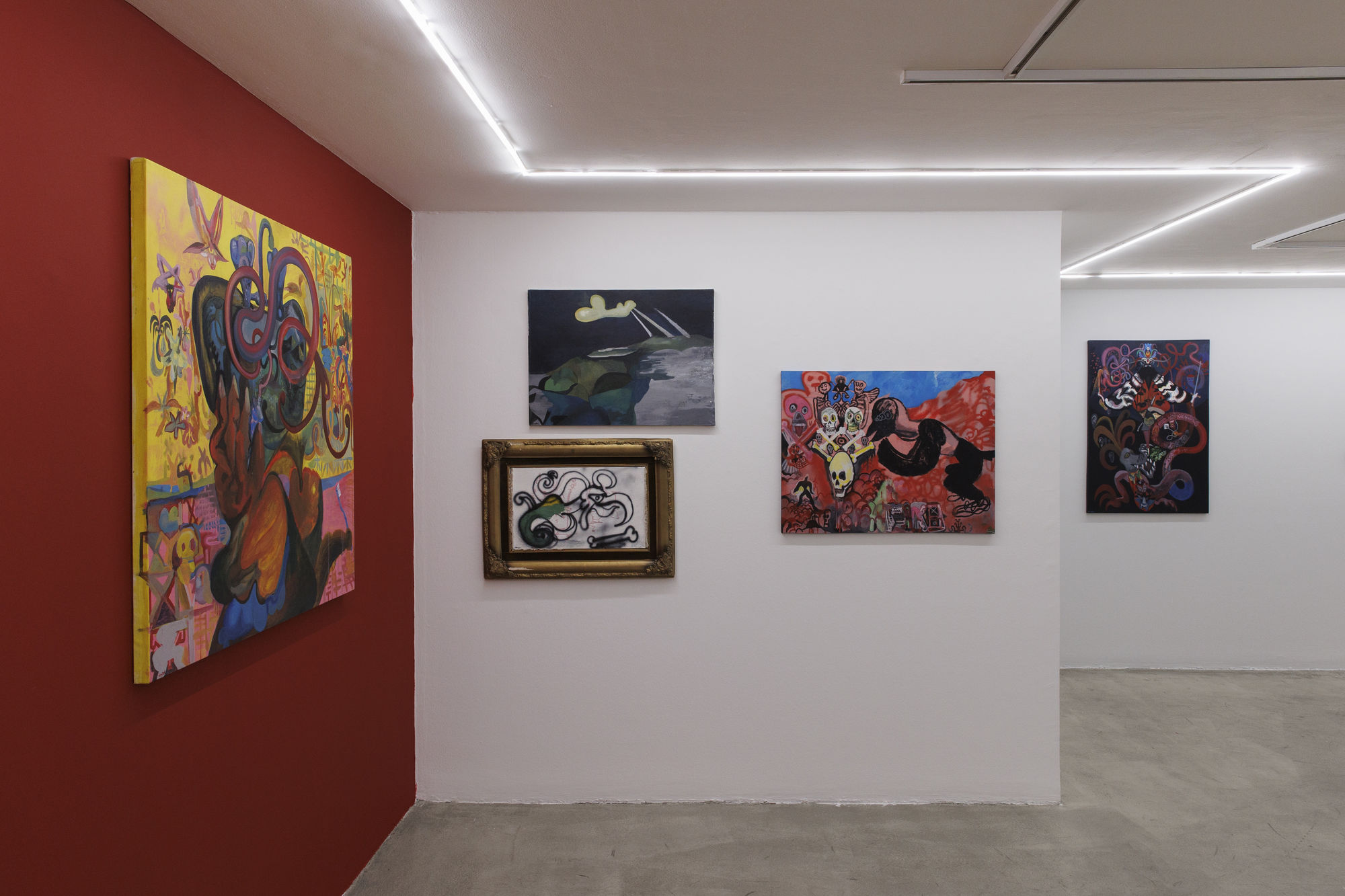 Installation view of "Escaping Reality Full Speed" of works by Sadra Baniasadi.