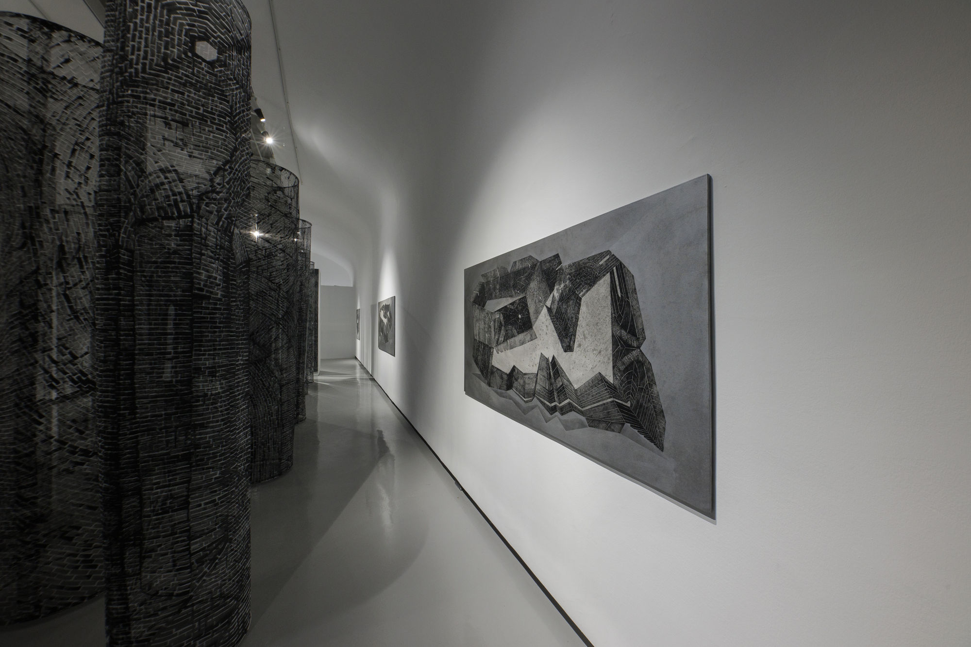 Installation view of Revision: Labyrinths a solo exhibition of works by Atefeh Majidi Nezhad.
