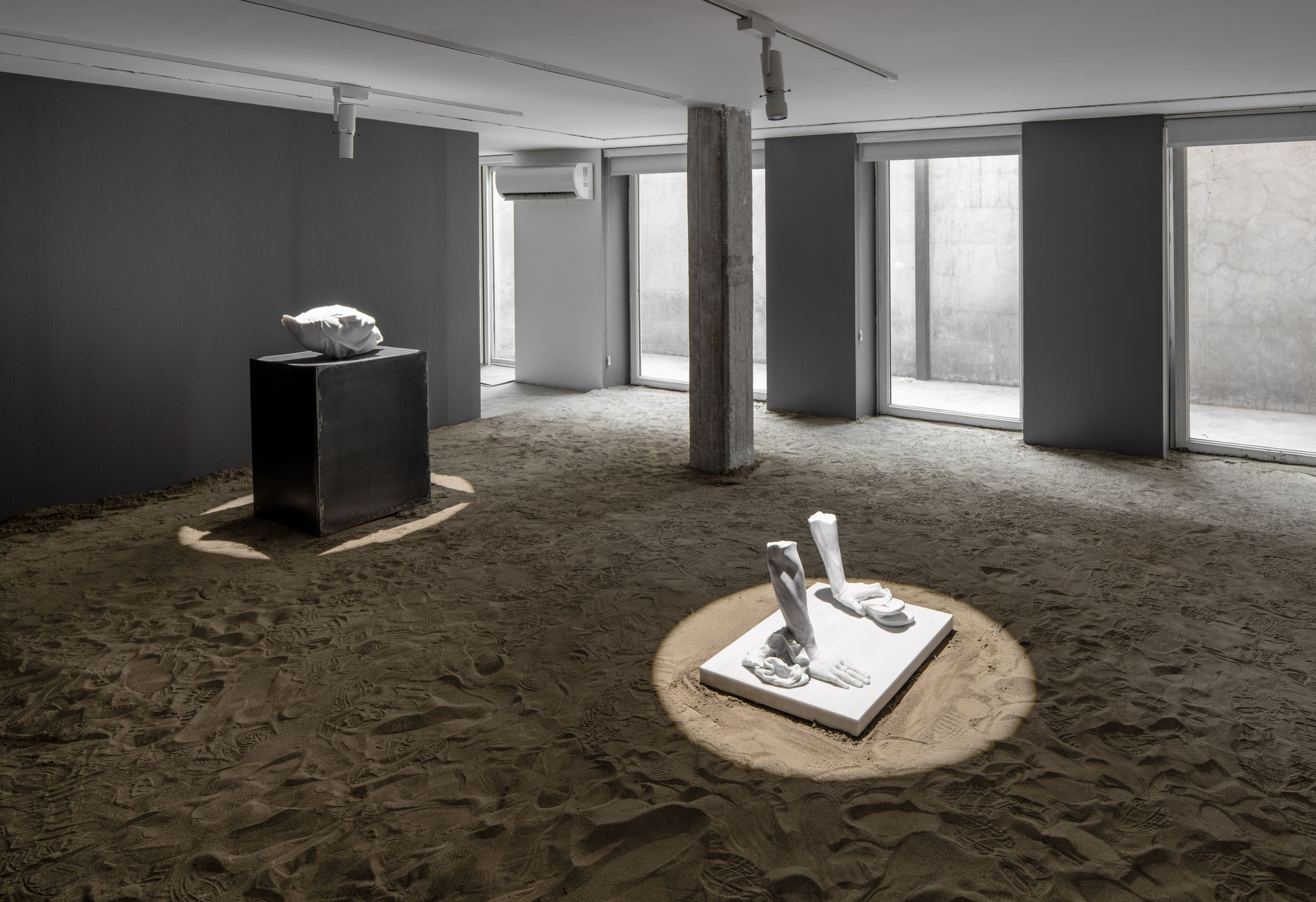 Installation view of To Be Made Flesh Again After James Baldwin a solo presentation of works by Reza Aramesh.