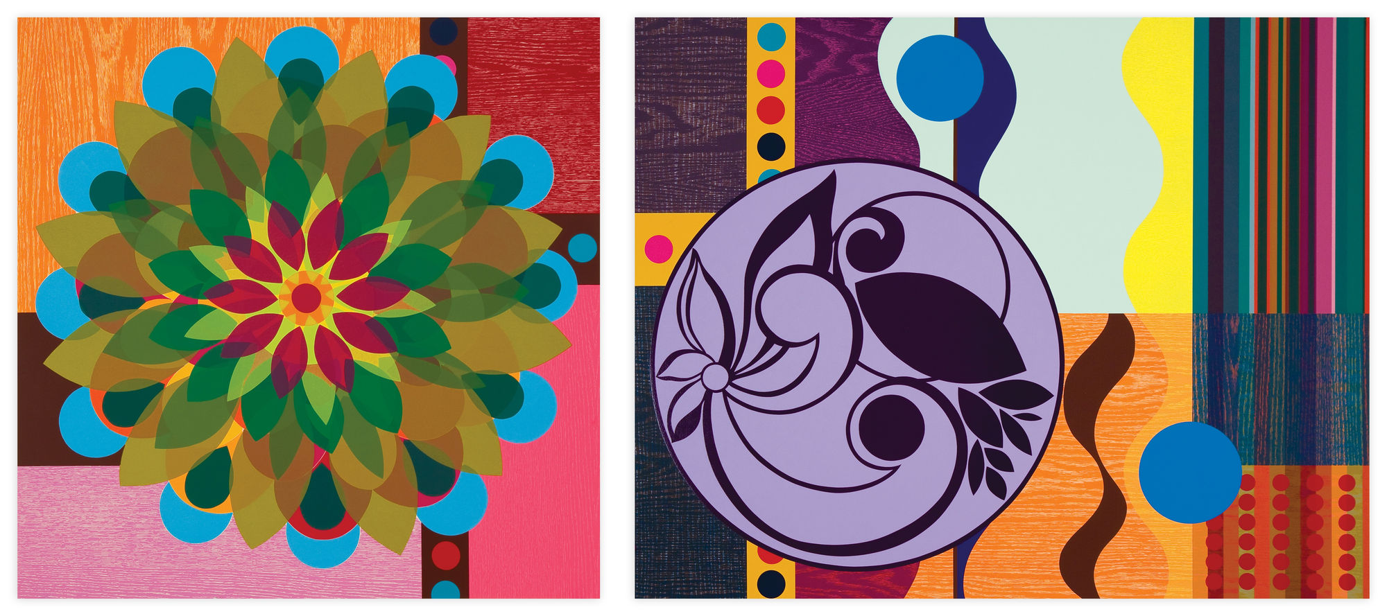 Beatriz Milhazes Durham Press Gold Rose Series Salt Woodblock Screenprint Edition