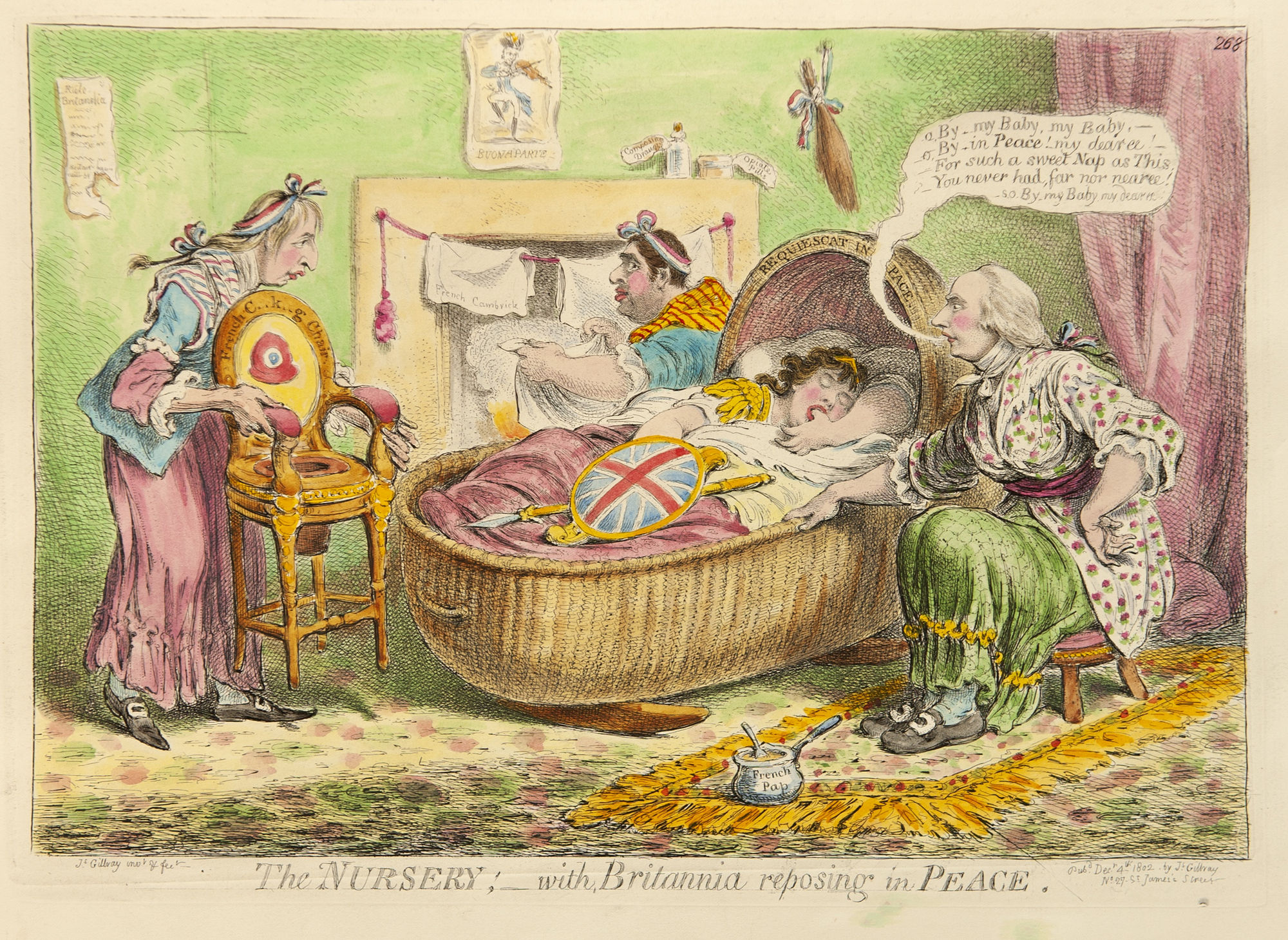 James Gillray, The Nursery - with Britannia reposing in Peace, 1802