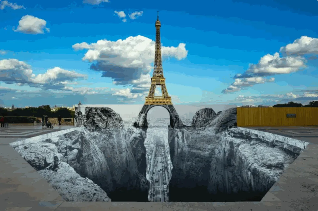 JR, Trompe l’oeil, Les Falaises du Trocadéro, 19 mai 2021, 19h57, Paris, France, b. 2021