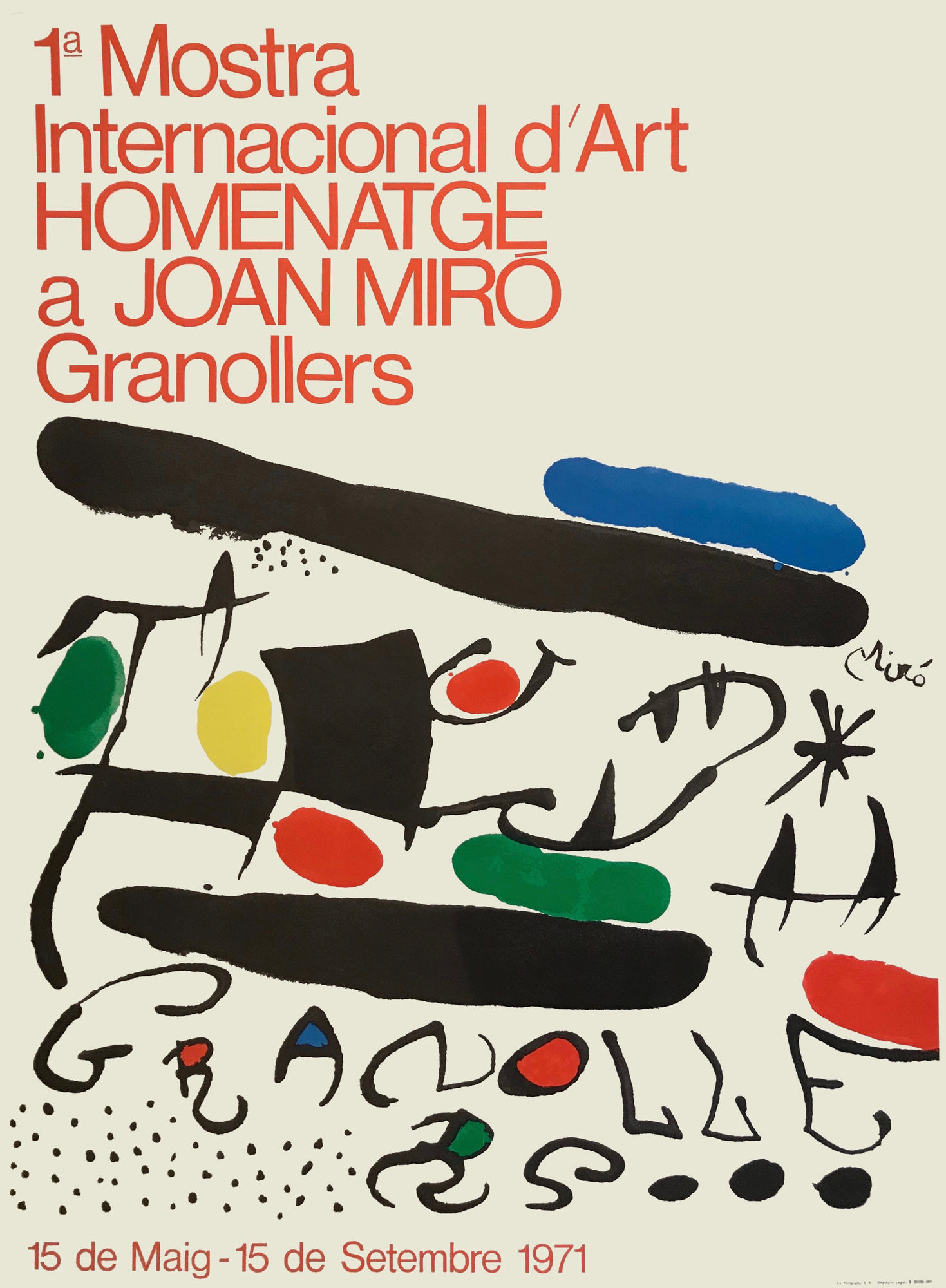 Joan Miró, 1a Mostra Internacional d’Art Homenatge a Joan Miró Exhibition Poster, 1971