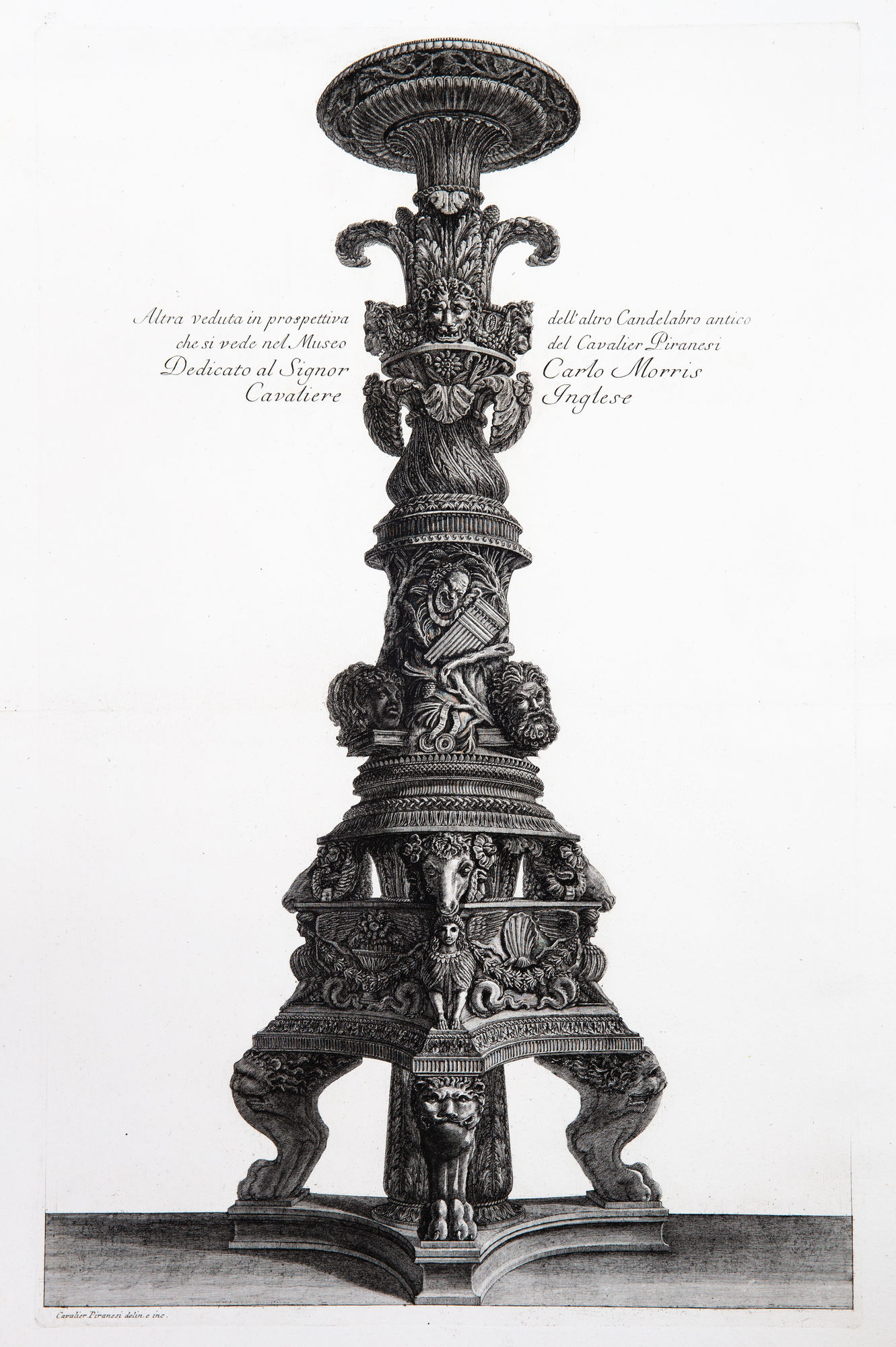 Giovanni Battista Piranesi, Perspective view of a candelabrum from the Palazzo Salviati acquired and reconstructed by the artist for his tomb, 1773-78