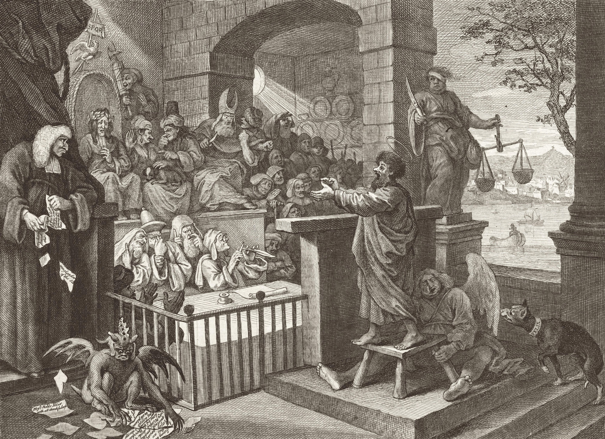 William Hogarth, Paul Before Felix, Plate 1 (The Burlesque Print), 1751