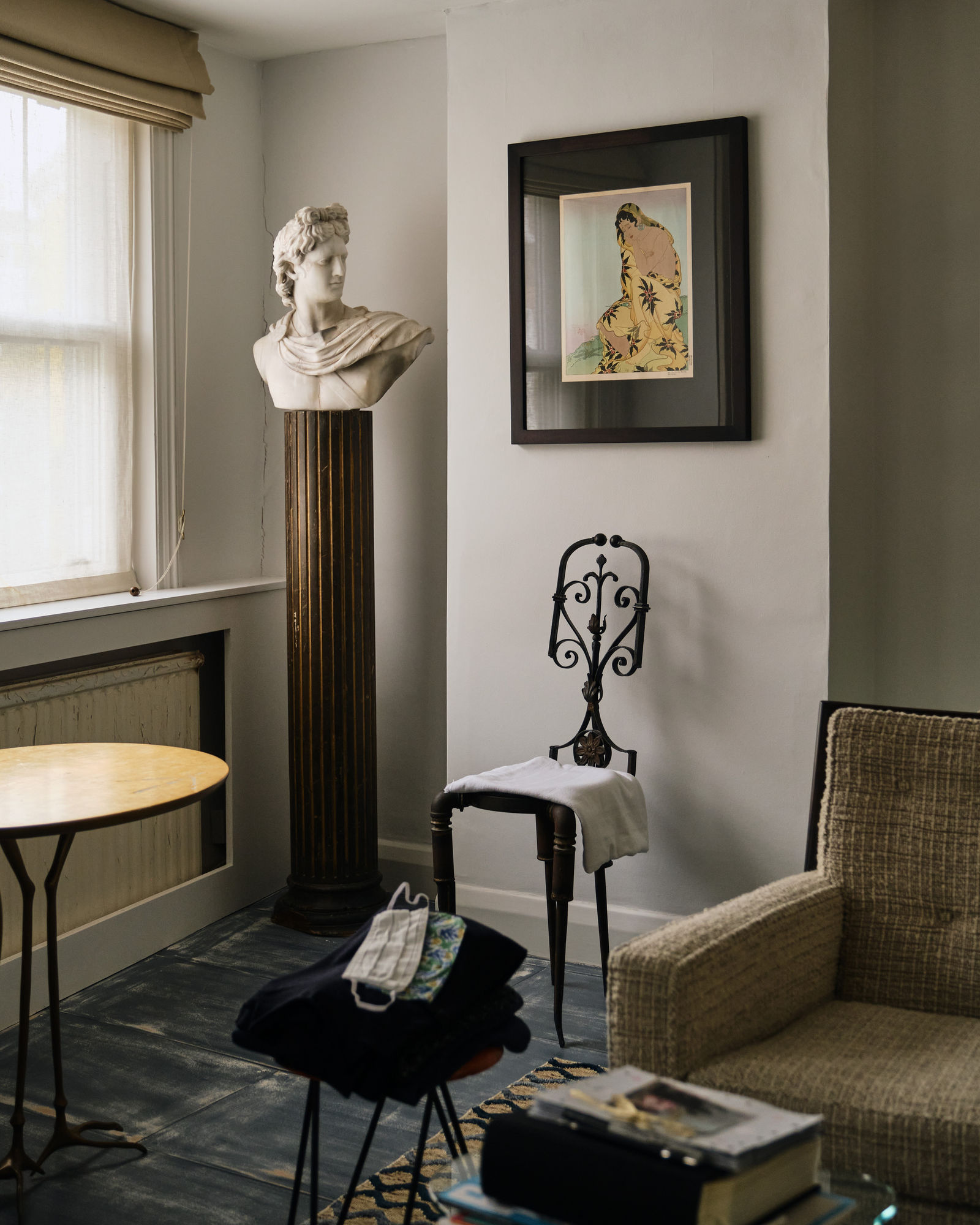 The Roman bust is another piece from Christine's antique dealer parents