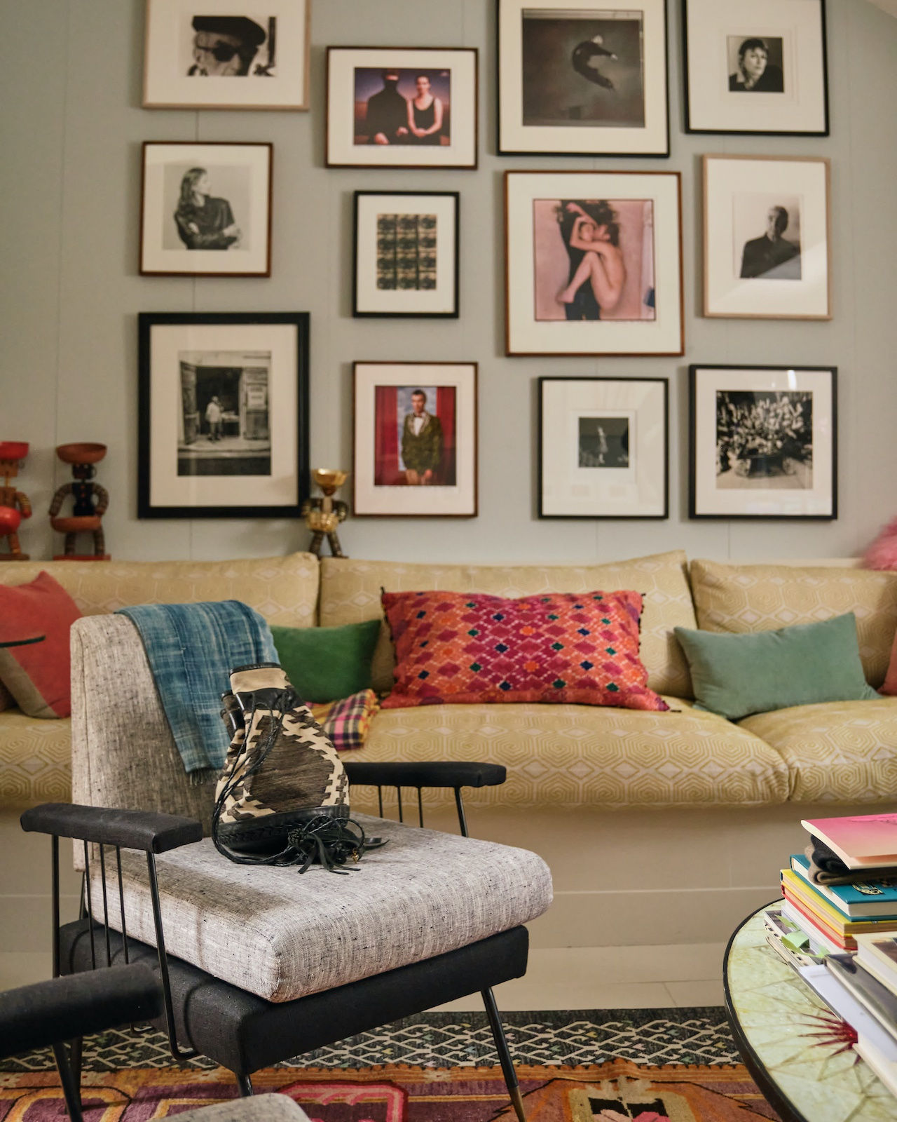 Christine's office. In the foreground is a hand tooled bag made in collaboration with New York based designer Wendy Nichols