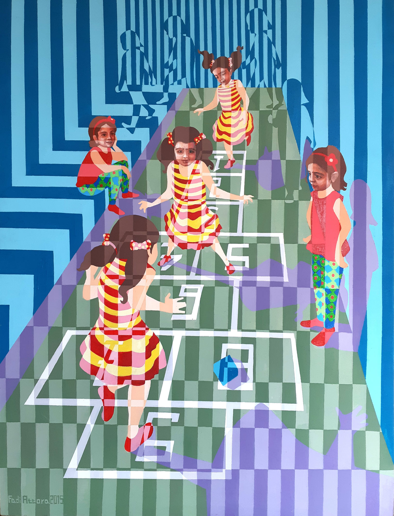 Fadi Attoura Sababa [Hopscotch], 2015 Acrylic on canvas 120 x 90 cm 47 1/4 x 35 1/2 in