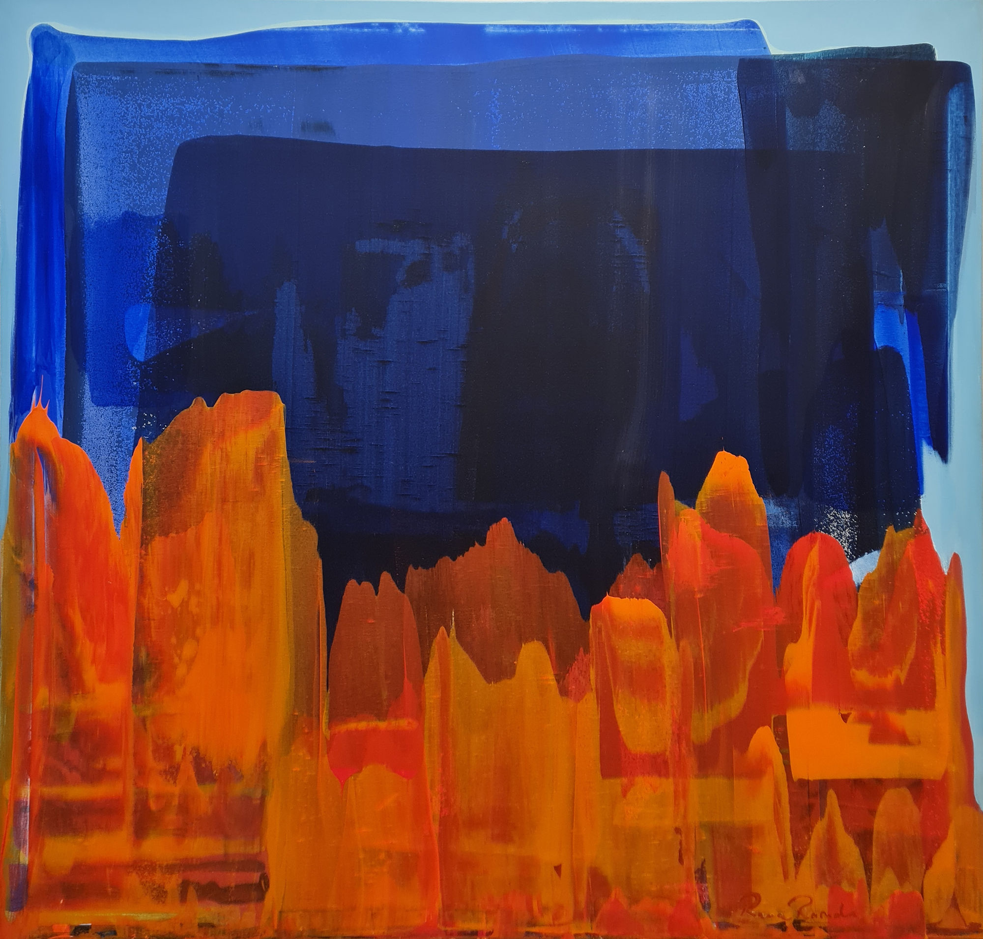 Rana Raouda Cette Flemme Qui Br&ucirc;le en Nous , 2008 Acrylic on canvas 140 x 140 cm 55 x 55 in