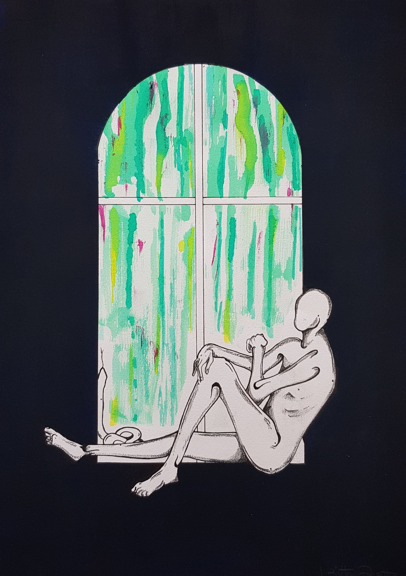 Laith Qattan To Bid You Farewell 1/2, 2019 Watercolor, ink, and acrylic on paper 28.5 x 21 cm 11 1/4 x 8 1/4 in