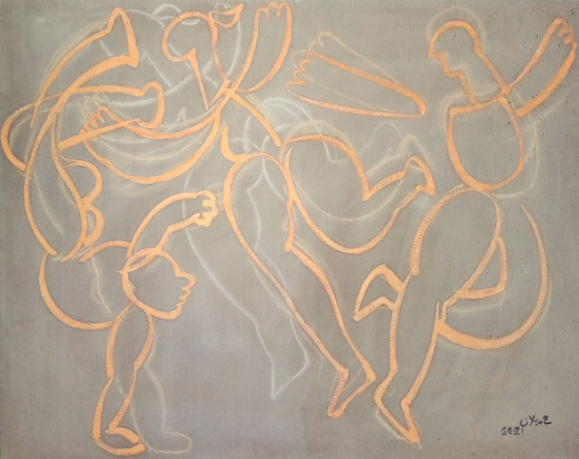 Houssam Ballan Three Dancers, 2021 Oil on canvas 80 x 100 cm 31 1/2 x 39 1/4 in