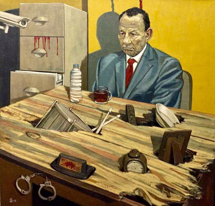 Walid Ebeid Settled Citizen, 2018 Oil on canvas 80 x 80 cm 31 1/2 x 31 1/2 in