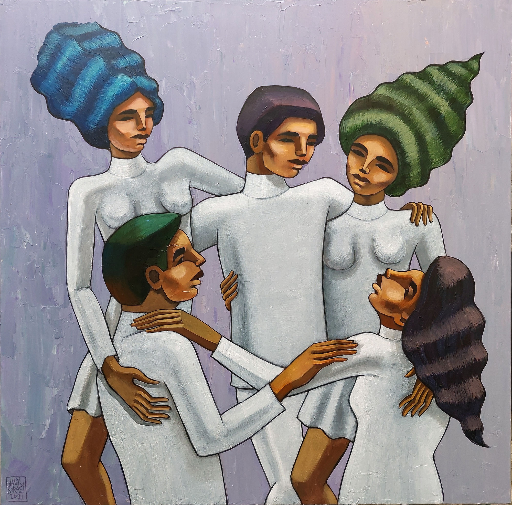 Hady Boraey Siblings, 2021 Acrylic on canvas 100 x 100 cm 39 1/4 x 39 1/4 in