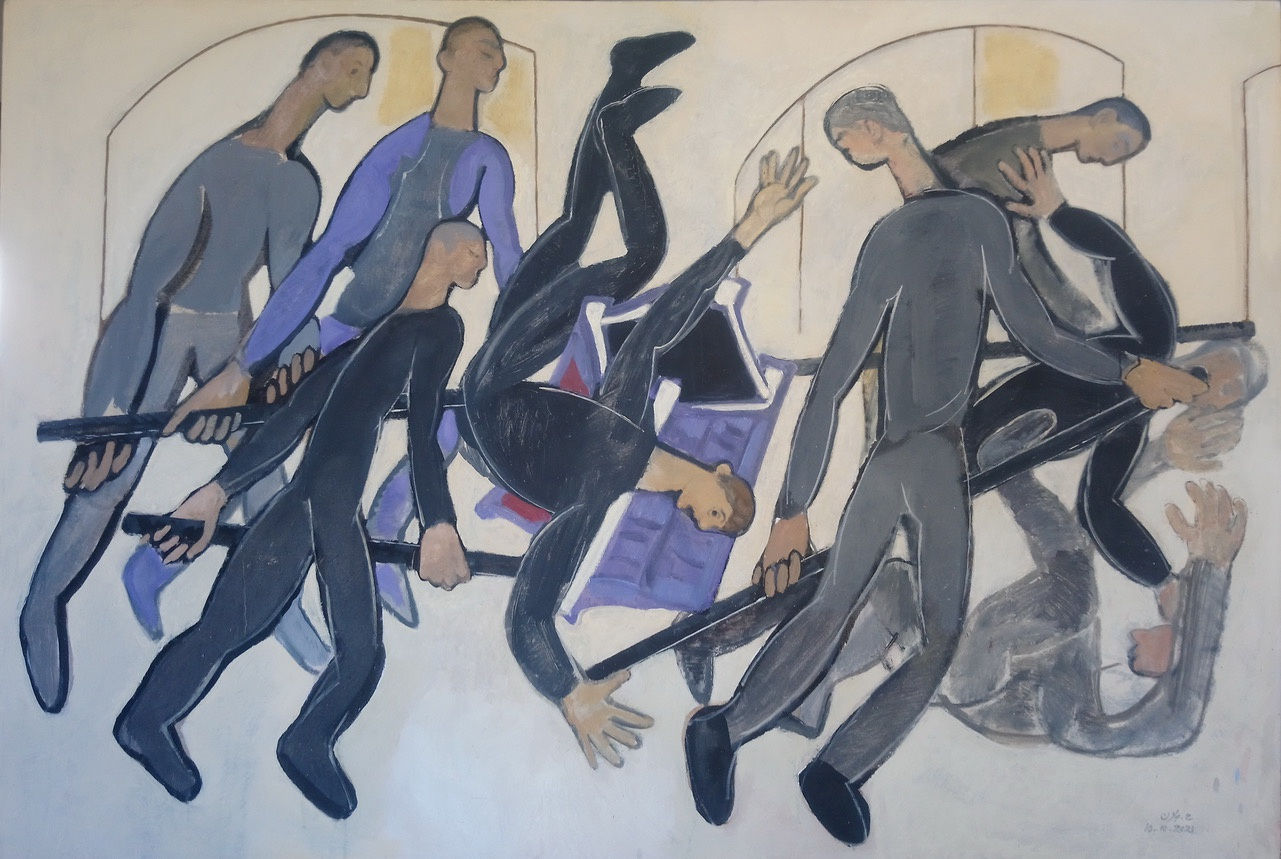 Houssam Ballan Falling III, 2021 Oil on canvas 135 x 200 cm 53 1/4 x 78 3/4 in
