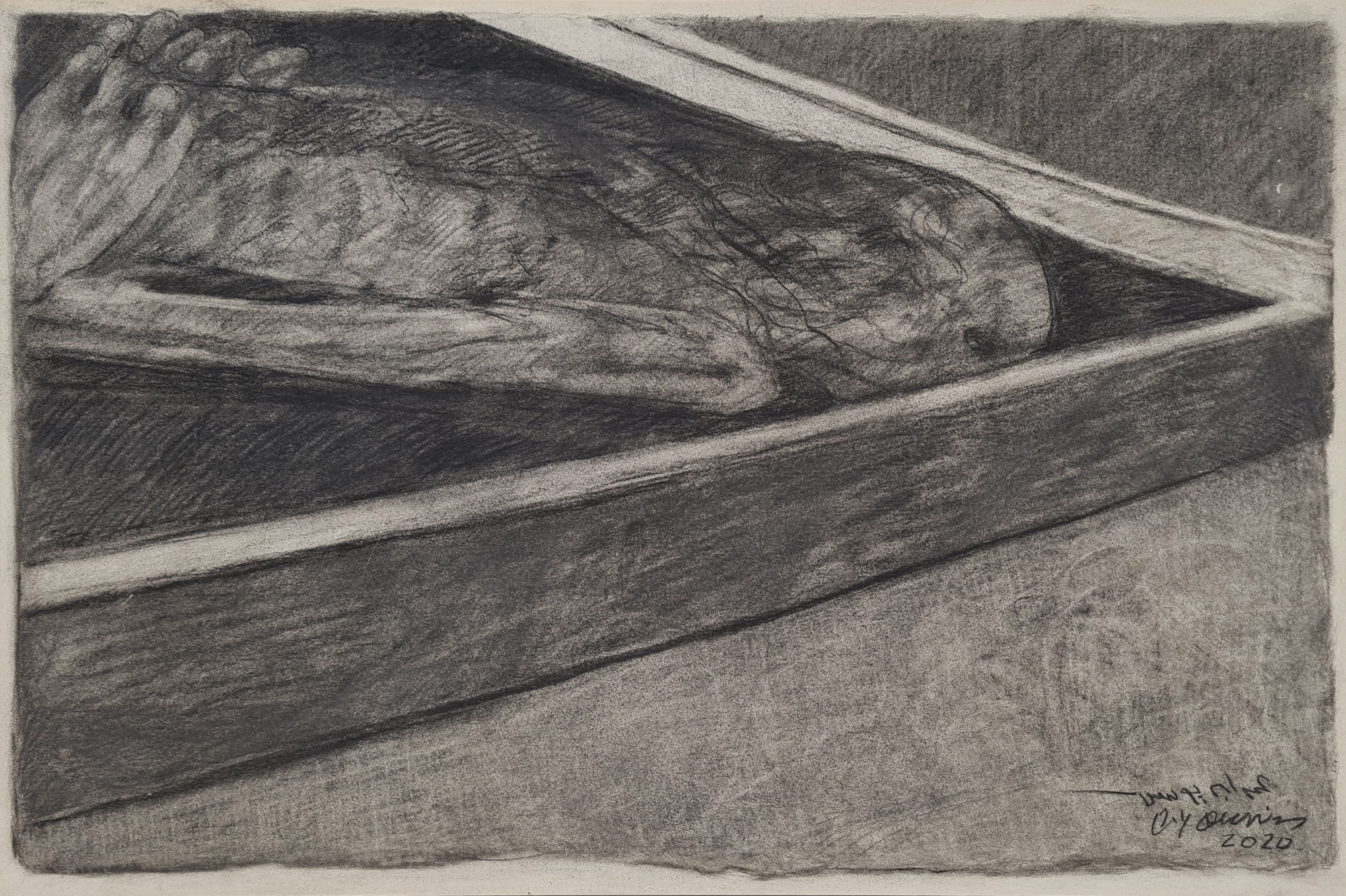 Omran Younis Untitled, 2021 Charcoal on paper 65 x 95 cm 25 1/2 x 37 1/2 in