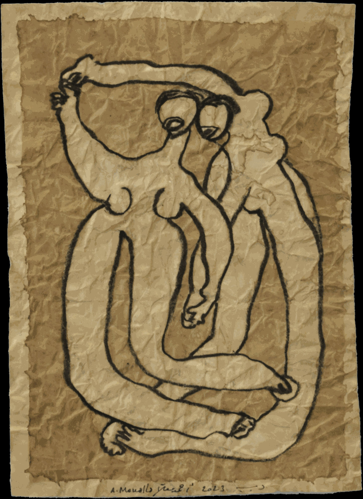 Ahmad Moualla Untitled, 2023 Charcoal, acrylics, and coffee on paper 29 x 20 cm 11 1/2 x 7 3/4 in