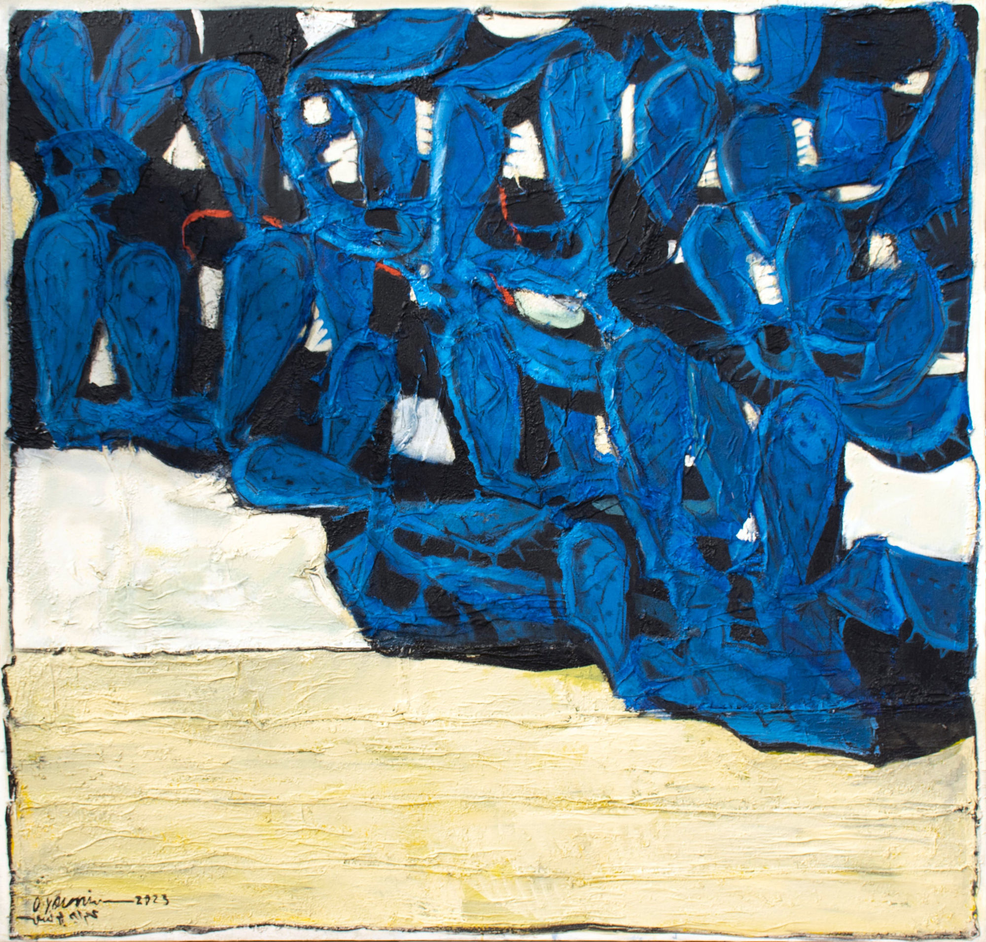 Omran Younis Untitled, 2023 Oil and mixed media on canvas 158 x 166 cm 62 1/4 x 65 1/4 in