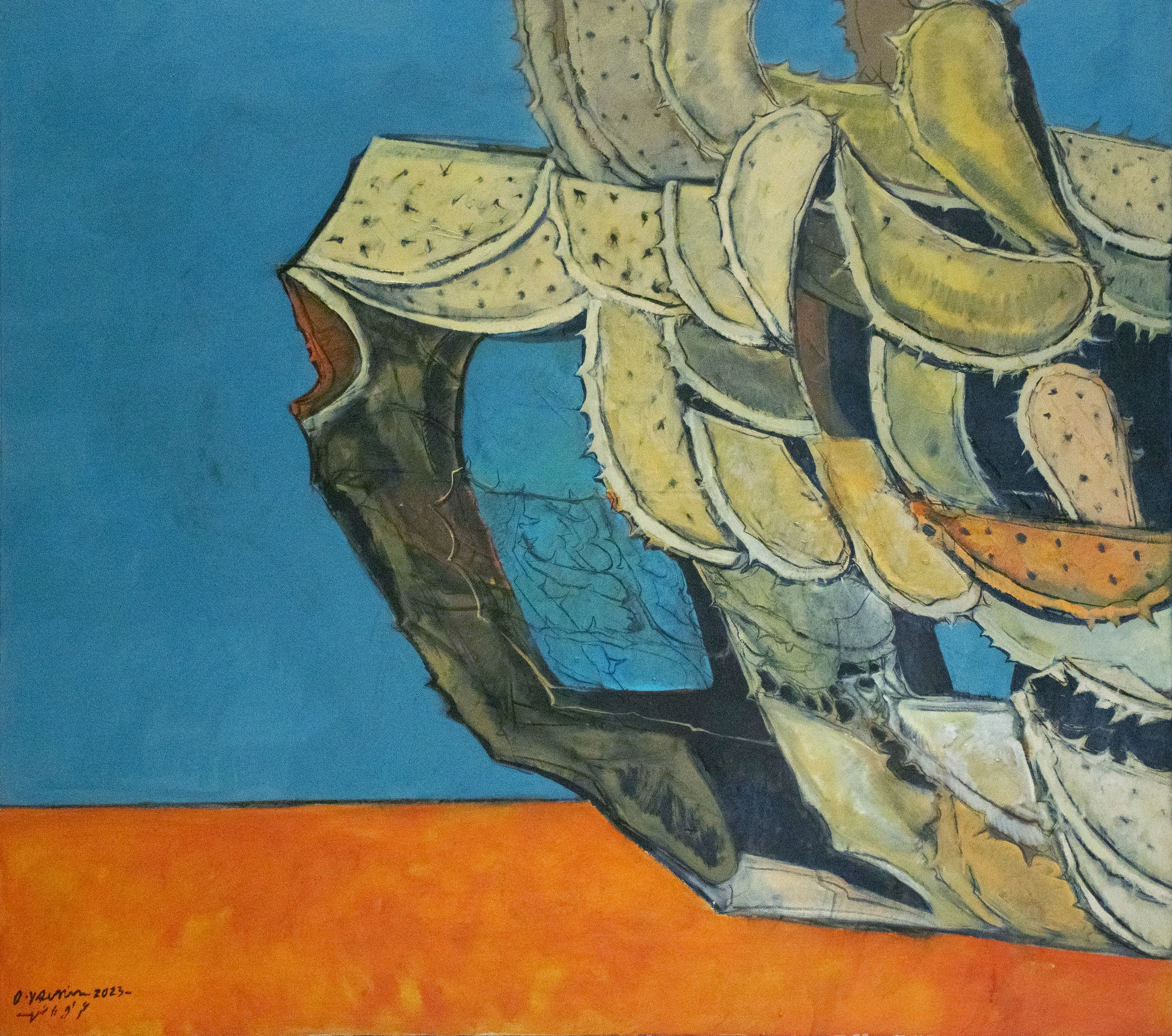 Omran Younis Untitled, 2023 Oil and mixed media on canvas 160 x 180 cm 63 x 70 3/4 in