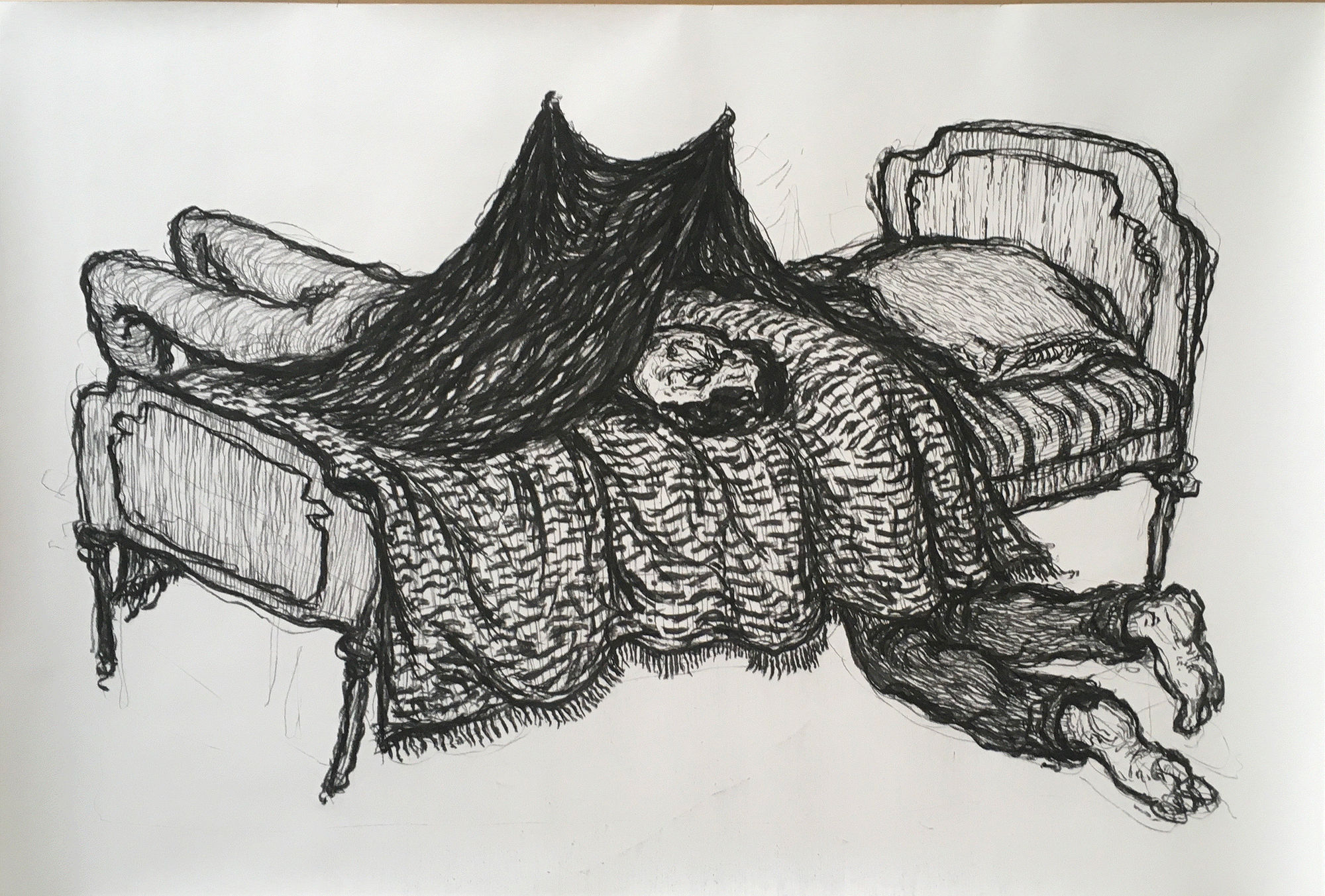 Khaled Jarada Untitled, 2024 Charcoal on paper 150 x 220 cm 59 x 86 1/2 in