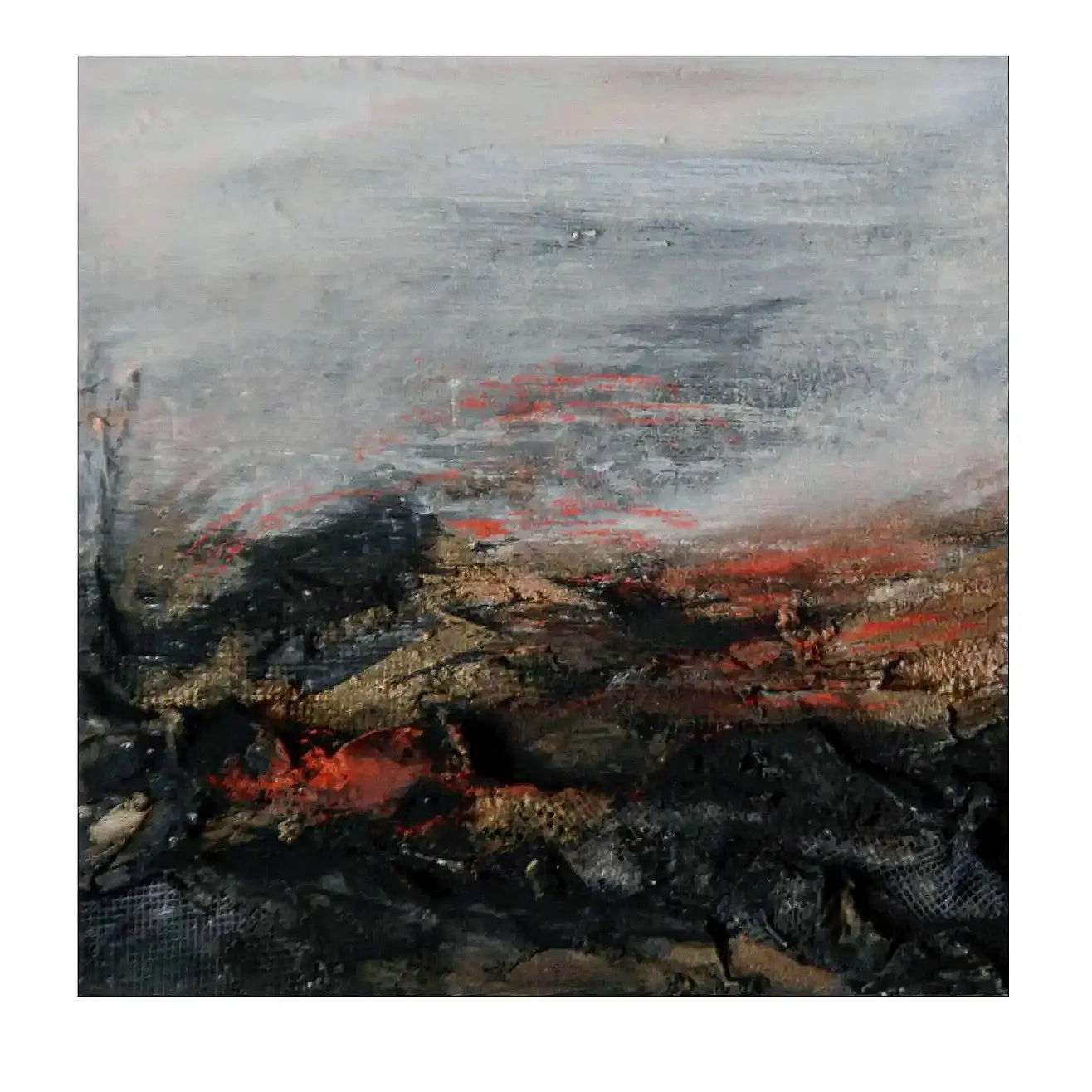 Shahd Al Rez Wildfires, 2023 Mixed media on wood 20 x 20 cm 7 3/4 x 7 3/4 in