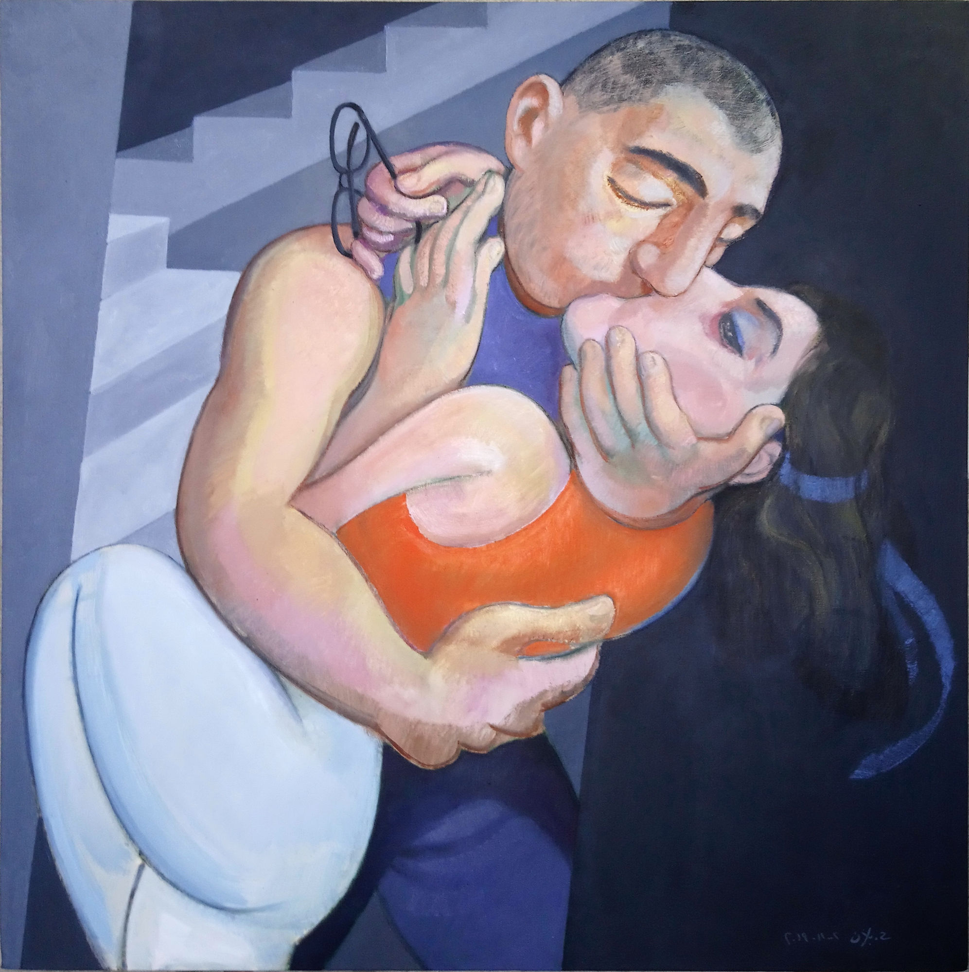 Houssam Ballan Cement Stairs, 2019 Oil on canvas 140 x 140 cm 55 x 55 in