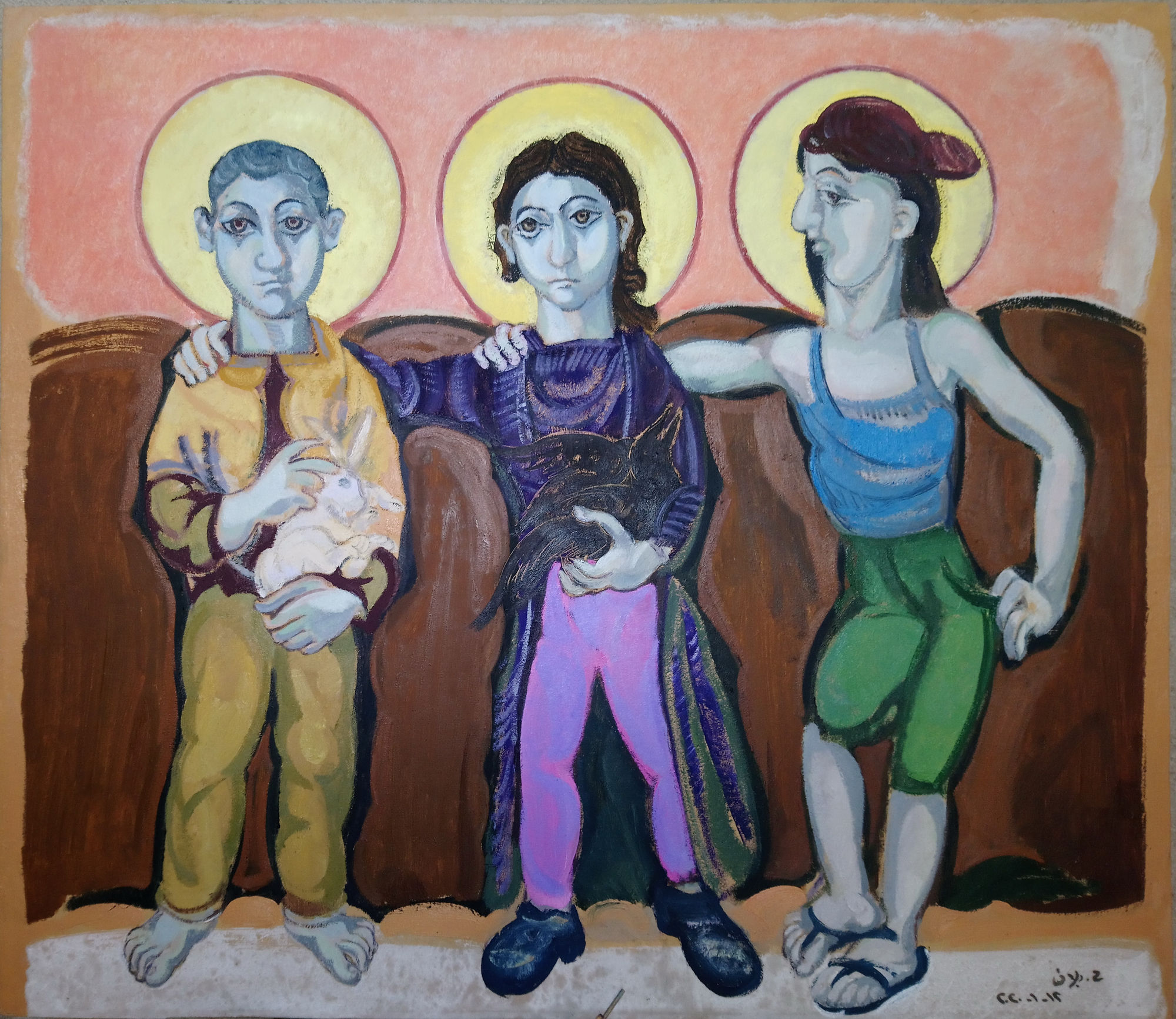 Houssam Ballan Rabbit and Crow, 2020 Oil on canvas 140 x 140 cm 55 x 55 in