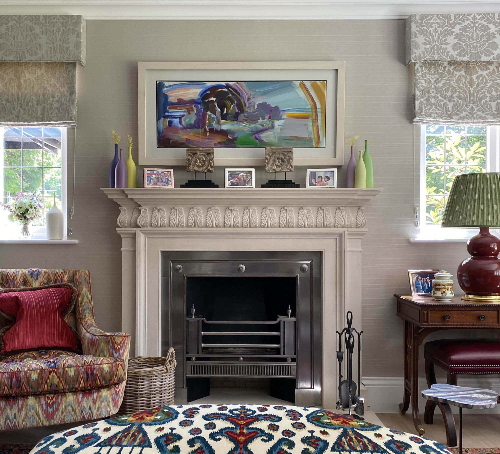 Jamb fireplace with painting above by Ivon Hitchens