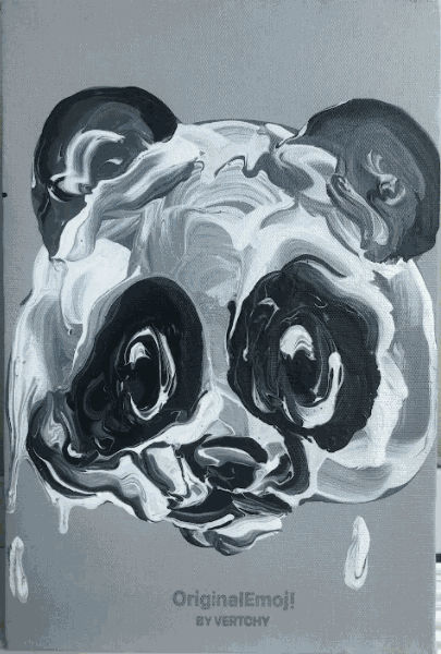 Vertchy, little emoji Panda, save the animals, acrylic paintings