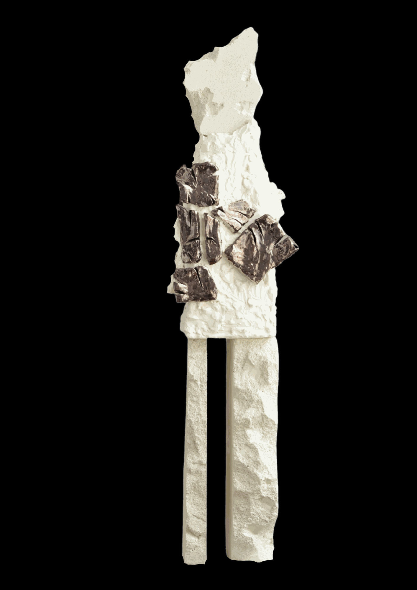 Elles s'écrasent (blanc) I, 2022 Ceramic, cellular concrete and paint 117 x 28 x 31 cm