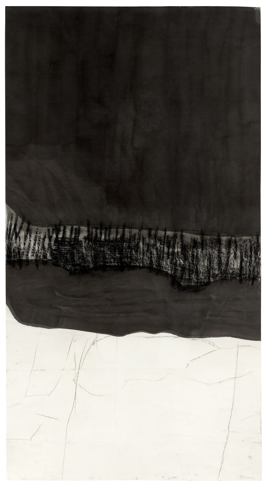 Wang Gongyi, Ocean • Tree Chinese Ink and Compressed Charcoal on Xuan Paper, 180 x 96 cm, 2009