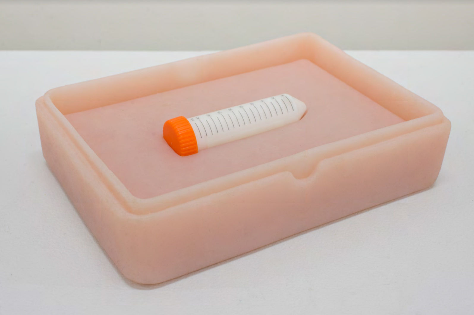 Jes Fan Mother Is A Woman (Cream) Estrogen, Lotion, Test Tube, Silicone, Pigment Edition of 3 plus 1 AP, 25 x 20 x 8 cm, 2019
