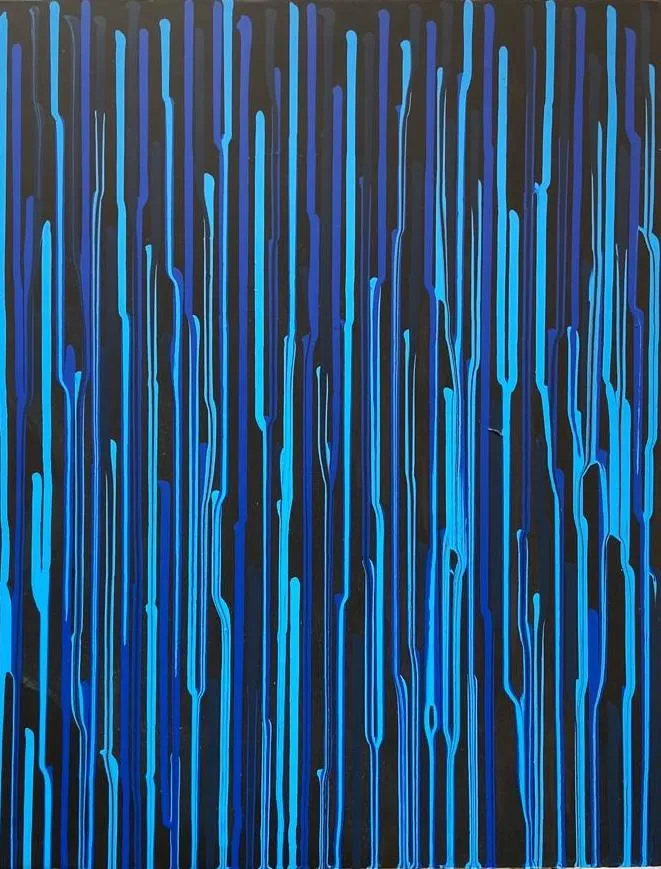 Ian Davenport, Staggered Lines, Blues and Black, 2010