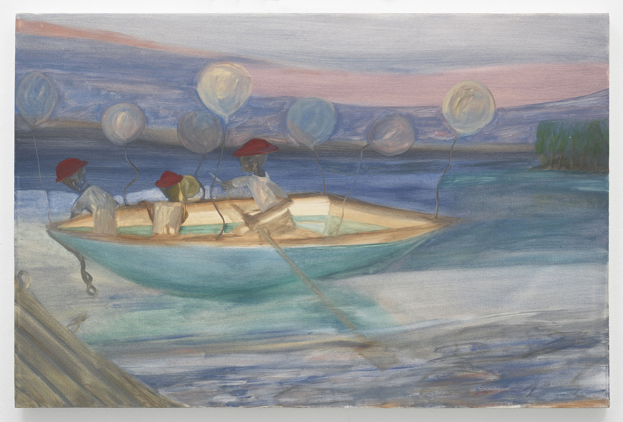 Ficre Ghebreyesus Red Hats and Balloons, c.2002-07 Acrylic on canvas 24 x 36 inches (61 x 91.4 cm) Framed: 26.5 x 38.5 x 1.75 inches (67.3 x 97.8 x 4.4 cm) GL13519