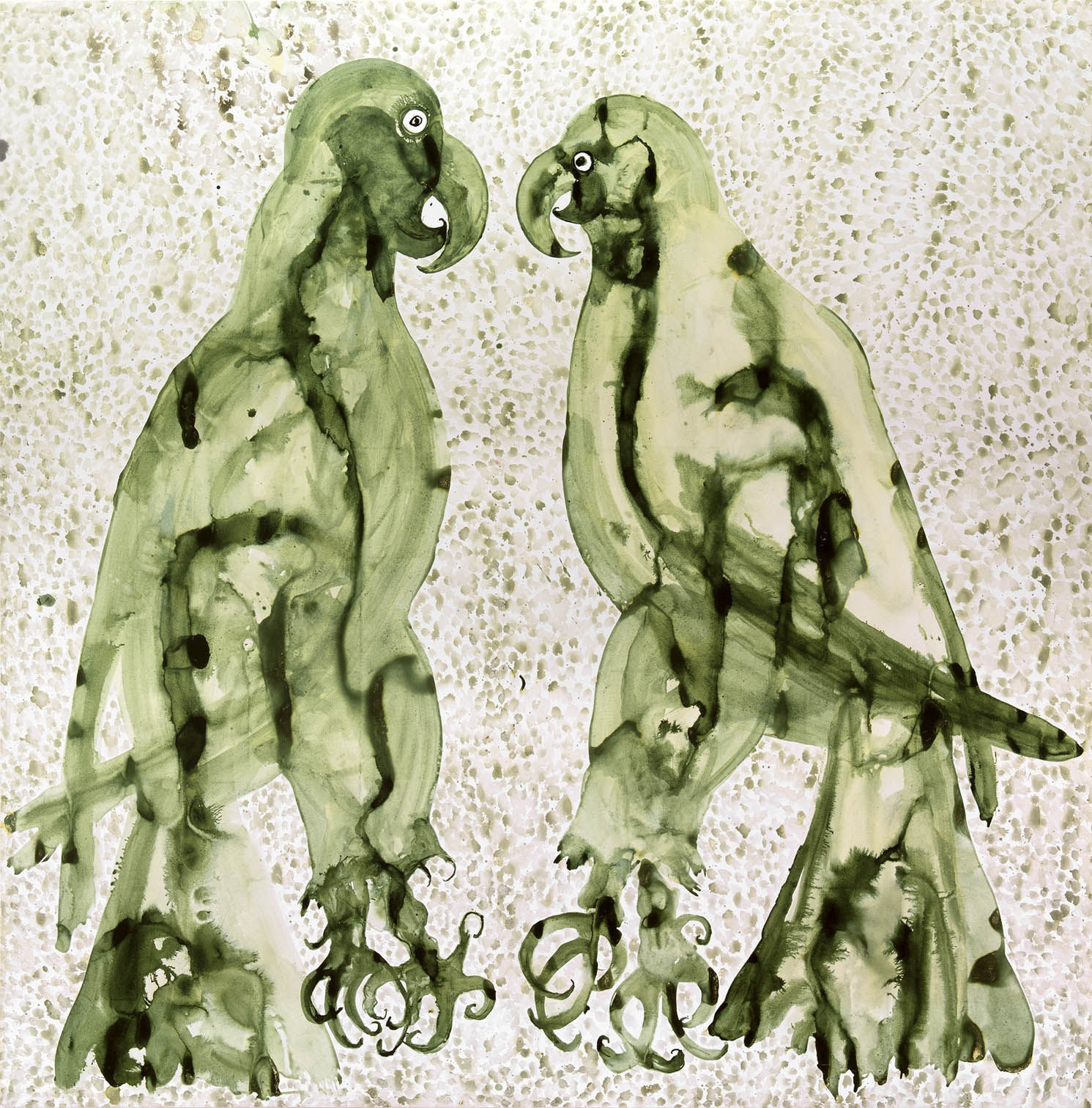 Barth&eacute;l&eacute;my Toguo Keep Talking, 2017 Acrylic and ink on paper mounted on canvas 78.7 x 78.7 inches (200 x 200 cm)