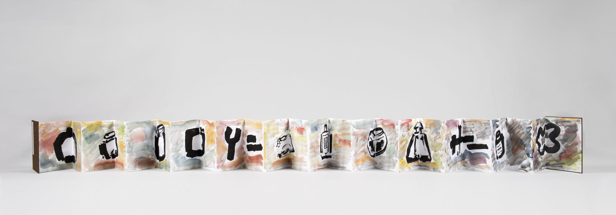 Etel Adnan Inkpots with Signs, 2015 Ink and watercolor on paper 7 x 4.75 inches (18 x 12 cm)