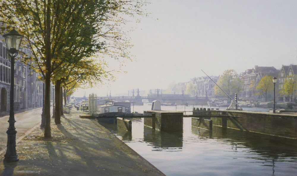 Gerard Huysman - Amstelsluizen - 2019 - olieverf op paneel - 80 x 48 cm