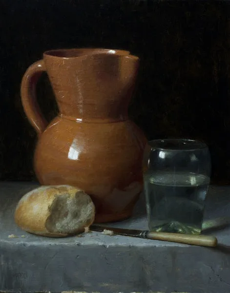 Justin Wood - Spanish Jug - 2018 - olieverf op doek op paneel - 35,5 x 28 cm