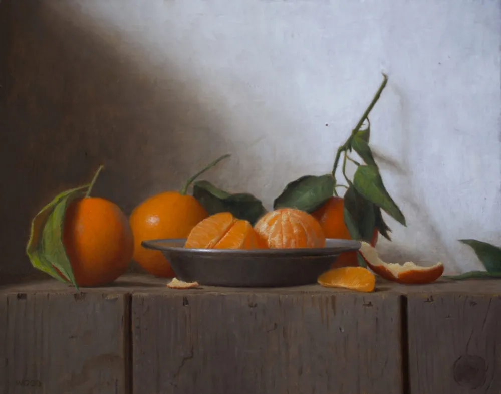 Justin Wood - Satsuma Mandarins - 2016 - olieverf op paneel - 28 x 35,5 cm