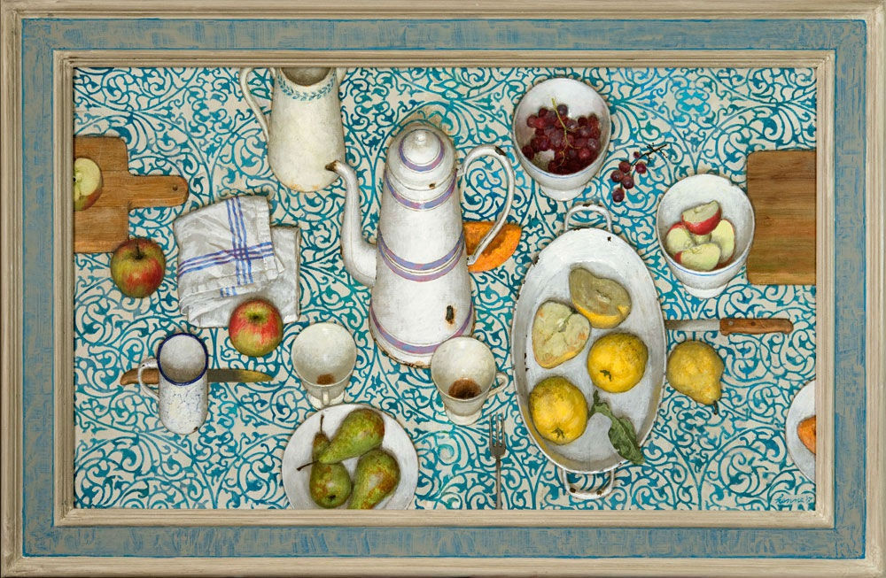 Kenne Grégoire - Fruit en turquoise - 2018 - Acryl op linnen - 100 x 60 cm