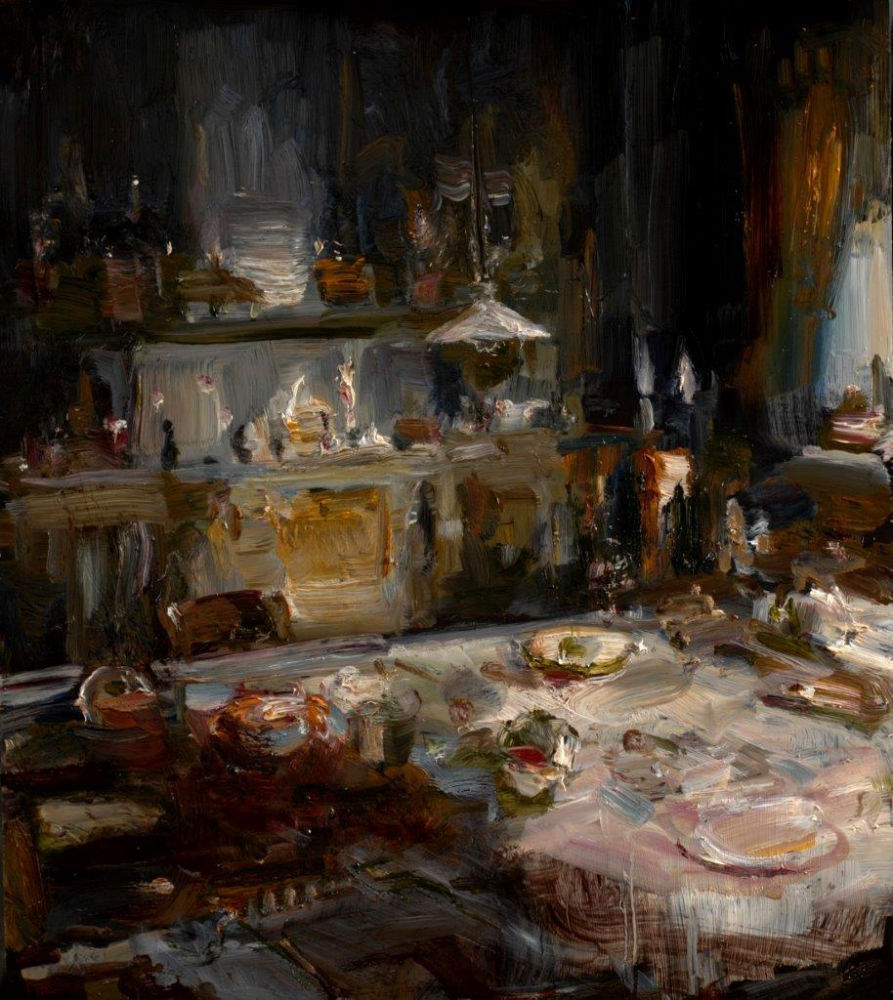 Douwe Elias - Keukeninterieur - 2017 - olie op paneel - 70 x 50 cm