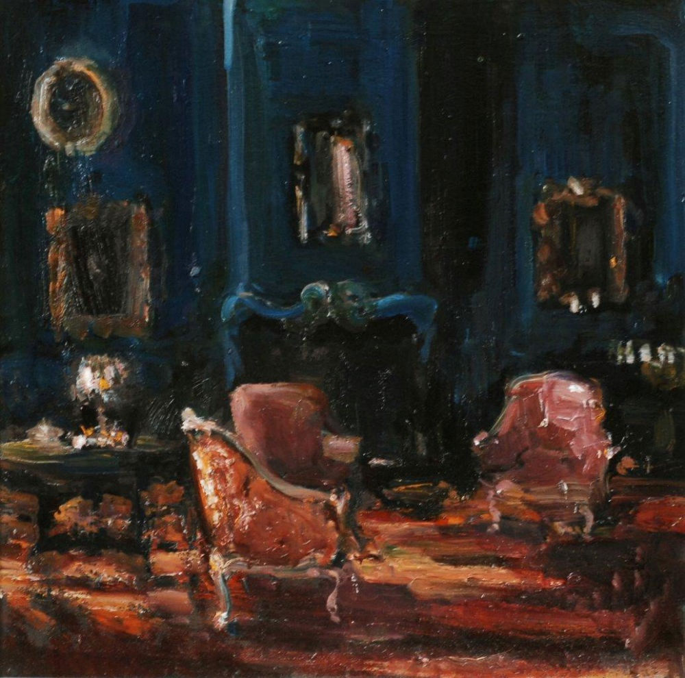 Douwe Elias - Blauwe kamer - 2018 - olie op paneel - 50 x 50 cm