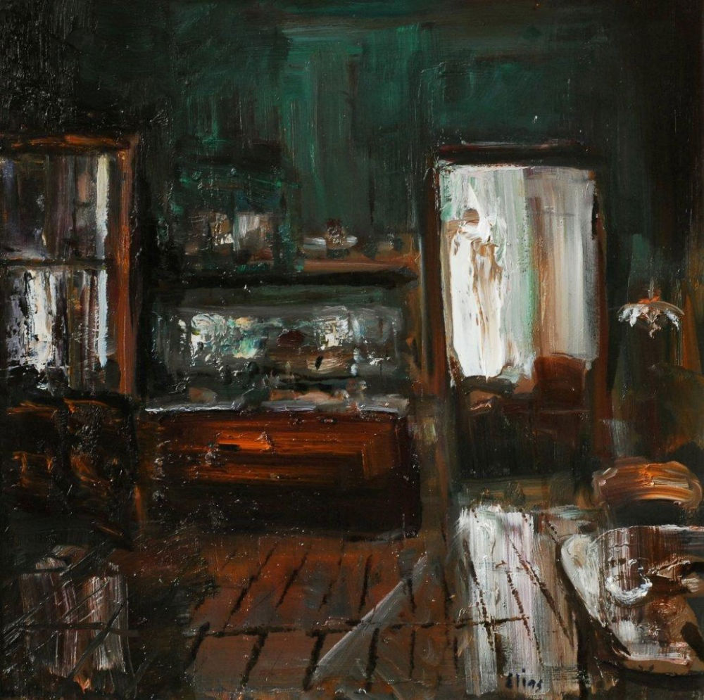 Douwe Elias - Eetkeuken - 2018 - olie op paneel - 50 x 50 cm