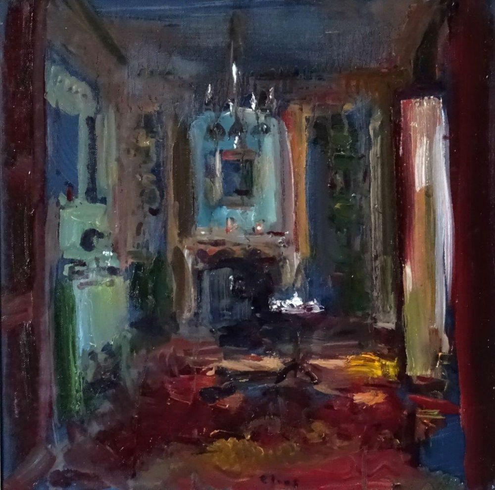 Douwe Elias - Salon - 2018 - olieverf op paneel - 40 x 40 cm